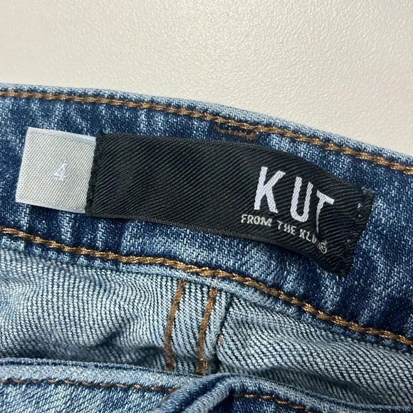 Kut from the Kloth jeans rolled cuff capri denim jeans light distress size 4 - Picture 11 of 15
